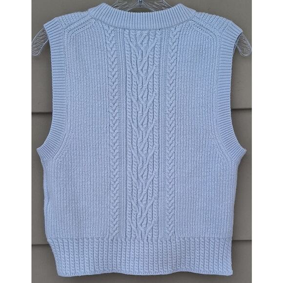 French Connection Womens Light Blue Cable Knit Sweater Vest Size XS Spring - Picture 4 of 8